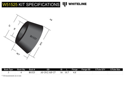 Whiteline Front Control Arm Upper - Outer Bushing Kit to Suit Morris Minor 1000 | W51525