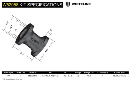 Whiteline Front Control Arm Lower - Bushing Kit to Suit Bedford Van AN | W52058