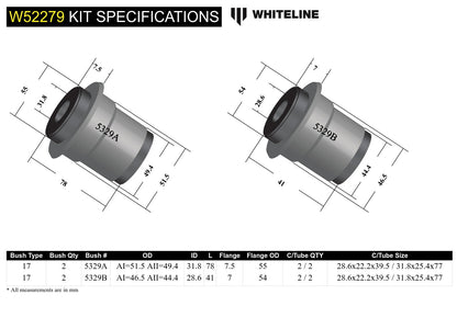Whiteline Frnt Control Arm Upper - Bushing Kit to Suit Mitsubishi L300 and Starwagon SF-WA | W52279