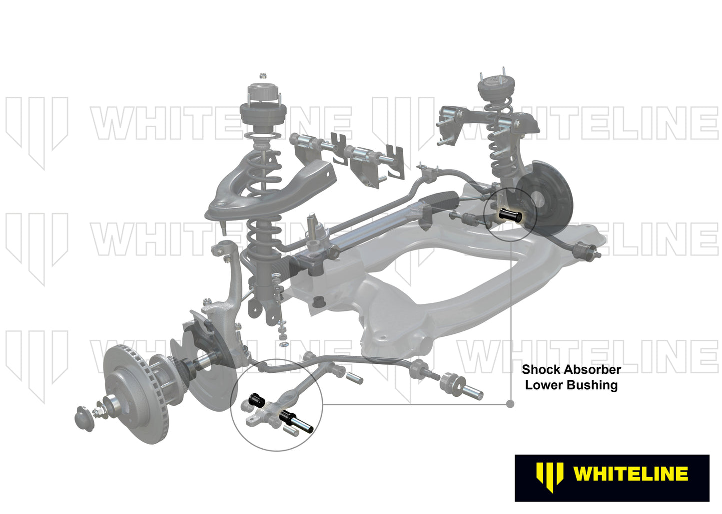 Whiteline Front Shock Absorber - To Control Arm Bushing Kit to Suit Nissan 350Z Z33 and Skyline V35