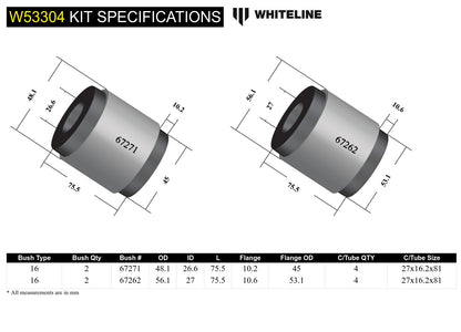 Whiteline Front Cotrol Arm Lower - Bushing Kit to Suit Toyota HiLux 2005-on and Foton Tunland P201 2
