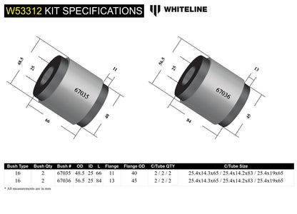 Whiteline Front Control Arm Lower - Bushing Kit to Suit Toyota HiLux, Prado, 4Runner and Foton Tunla