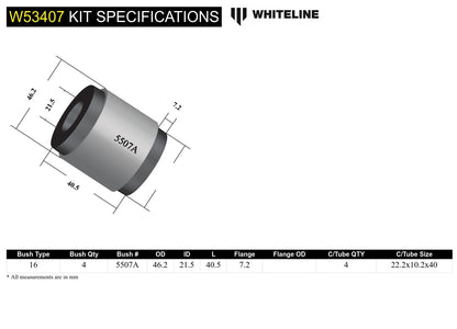Whiteline Front Control Arm Upper - Bushing Kit to Suit Audi, Porsche, Skoda and Volkswagen | W53407