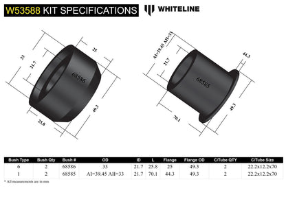Whiteline Front Control Arm Lower - Inner Front Bushing Kit to Suit Holden Barina and Combo | W53588