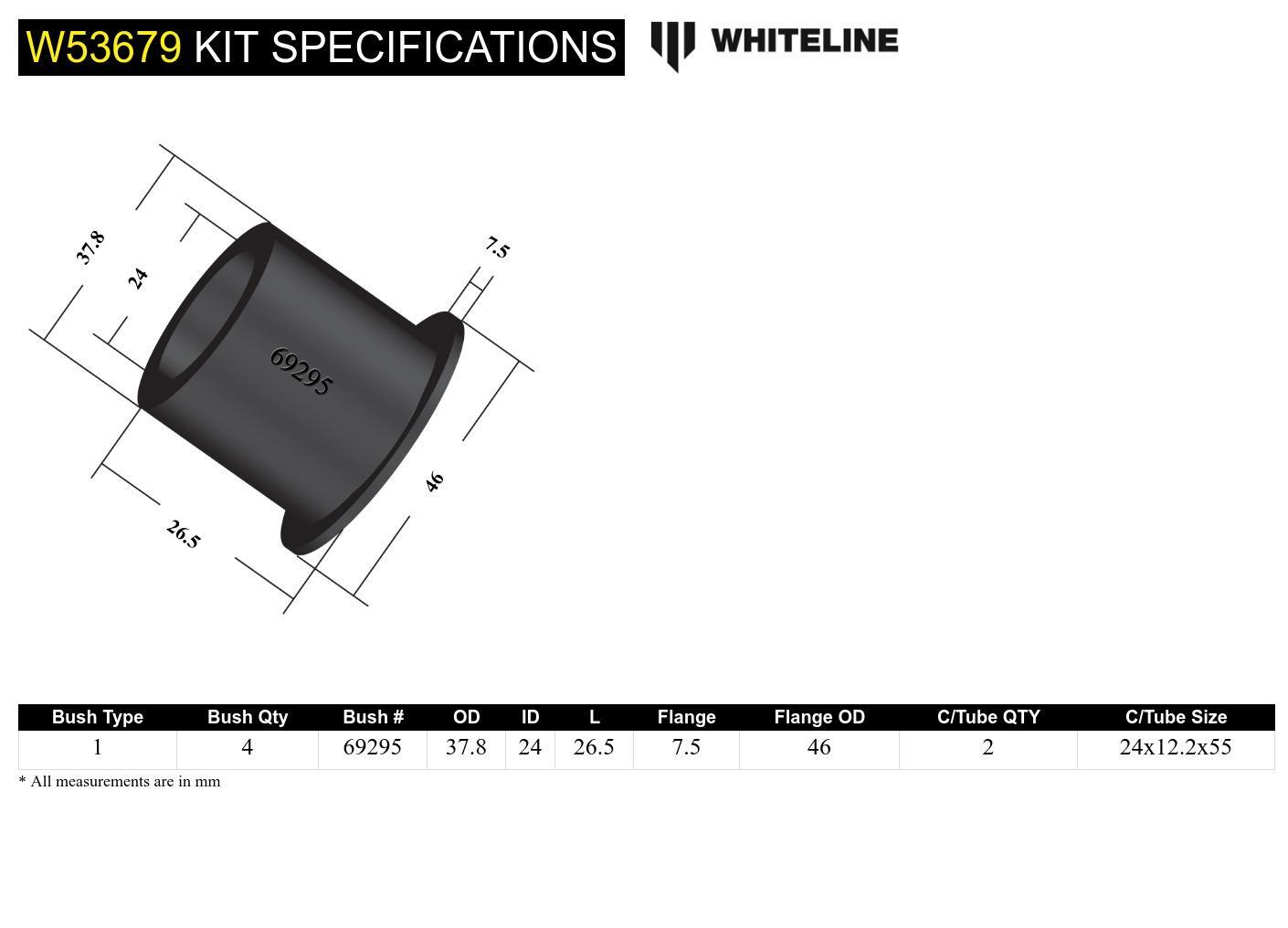 Whiteline Front Control Arm Lower - Inner Front Bushing Kit to Suit Hyundai I20 N BC | W53679