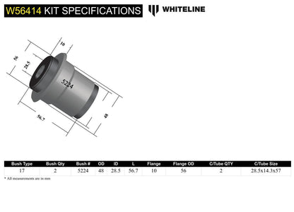 Whiteline Front Control Arm Lower - Inner Rear Bushing Kit to Suit Mazda MX-5 ND | W56414