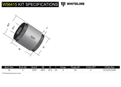 Whiteline Front Shock Absorber - To Control Arm Bushing Kit to Suit Mazda MX-5 ND | W56415