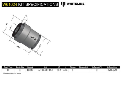 Whiteline Rear Trailing Arm Lower - Front Bushing Kit to Suit Holden Commodore VB-VS and HSV | W6102