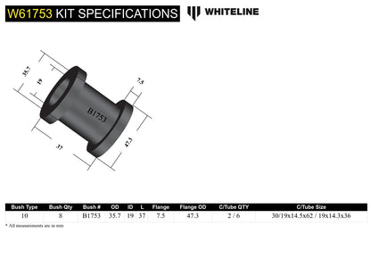 Whiteline Rear Control Arm - Bushing Kit to Suit Ford Capri, Laser and Mazda 323 | W61753