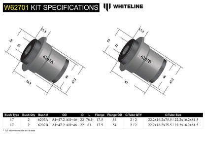 Whiteline Rear Control Arm Lower - Inner Bushing Kit to Suit Ford Falcon/Fairlane AU | W62701