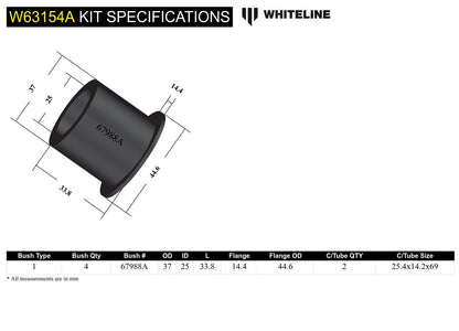 Whiteline Rear Control Arm Lower Rear - Inner Bushing Kit to Suit Holden Commodore VE, VF and HSV |