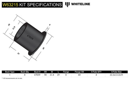 Whiteline Rear Trailing Arm Upper - Bushing Kit to Suit Toyota FJ Cruiser, Prado and 4Runner | W6321