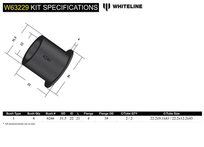 Whiteline Rear Toe Link - Bushing Kit to Suit Ford Falcon/Fairlane AU | W63229