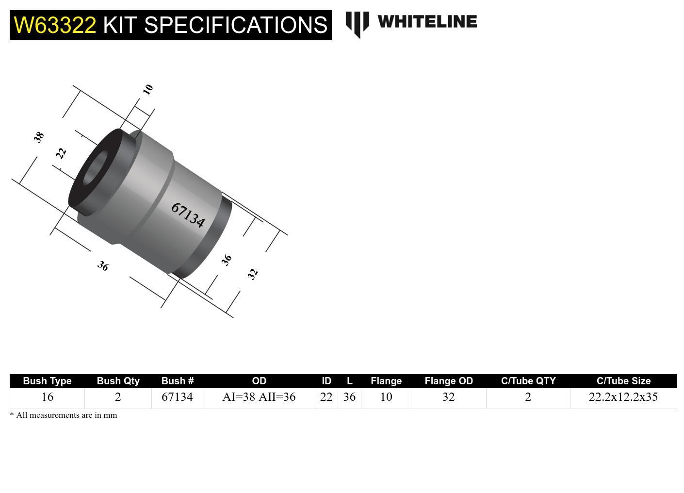 Whiteline Rear Control Arm Upper - Bushing Kit to Suit Ford Focus, Mazda3 and Volvo C30, S40 | W6332