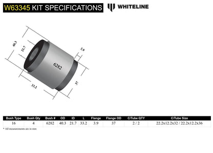Whiteline Rear Toe Link - Bushing Kit to Suit Chrysler 300C and Dodge Challenger, Charger | W63345