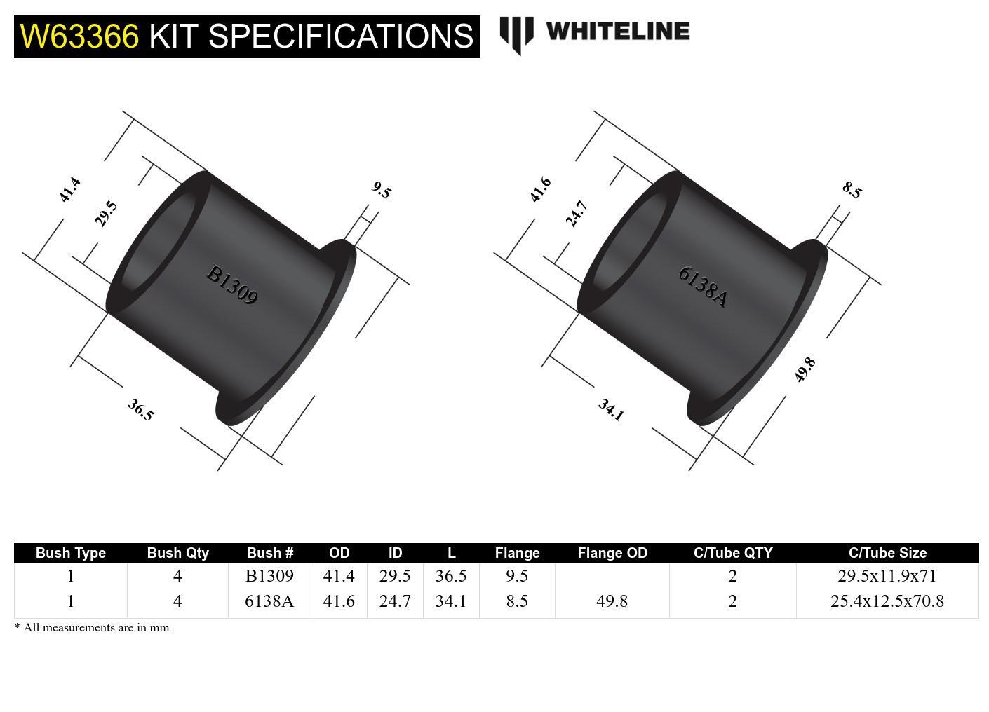 Whiteline Rear Camber/Toe Kit - Single/2 Bolt Design 2deg to Suit Holden Commodore VN-VX and HSV | W