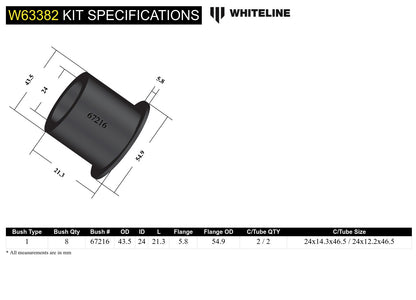 Whiteline Rear Control Arm Lower - Outer Bushing Kit to Suit Honda Civic VII Gen and CR-V RD1-RD7 |