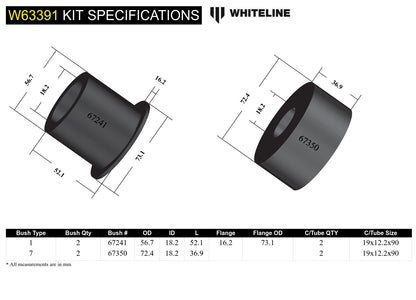 Whiteline Rear Beam Axle - Bushing Kit to Suit Volkswagen Golf and Vento Mk3 | W63391