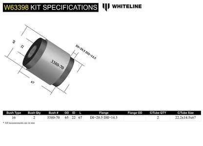 Whiteline Rear Trailing Arm Lower - Front Bushing Kit t Suit Subaru Liberty and Outback | W63398