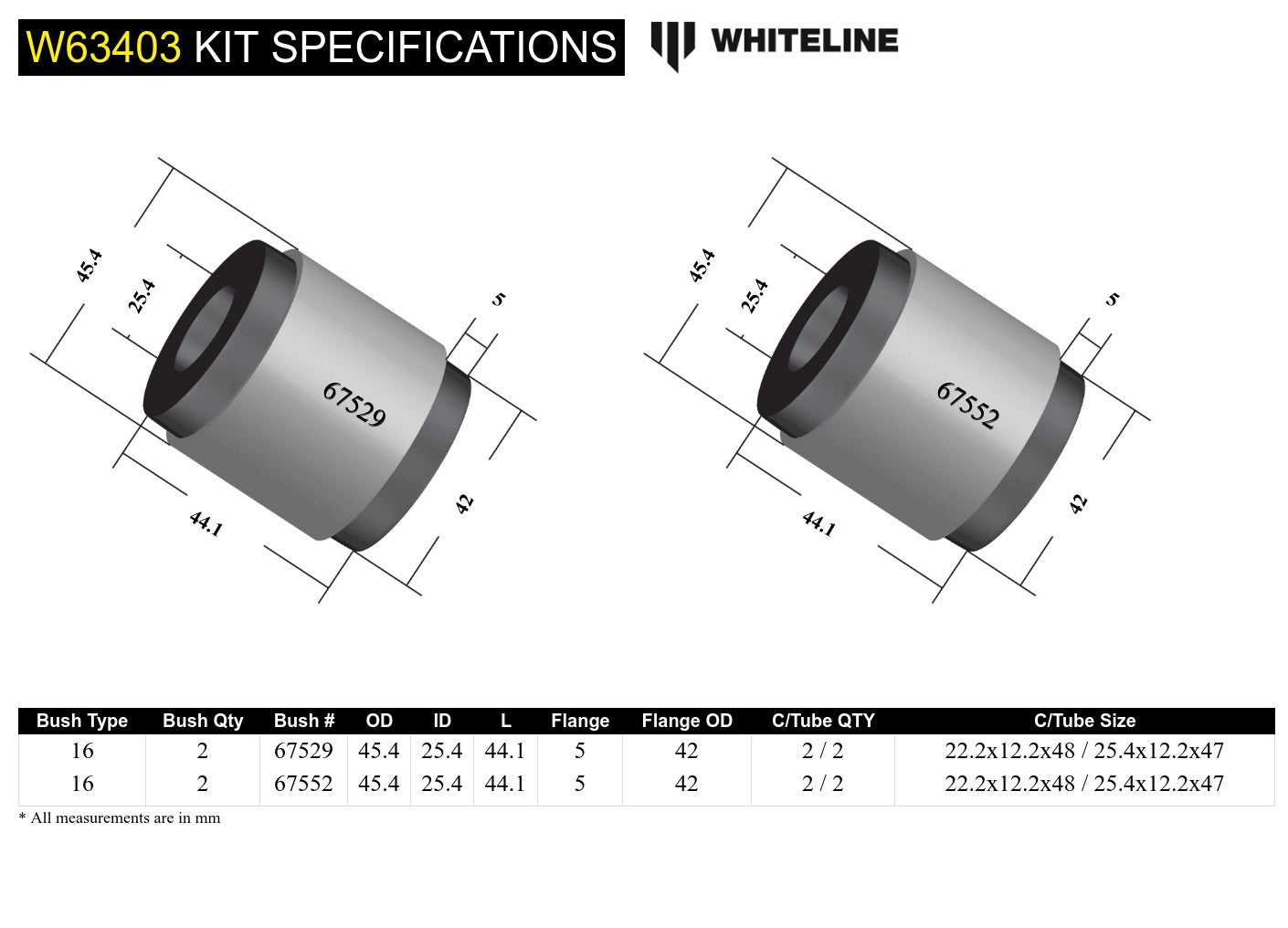 Whiteline Rear Control Arm Upper Front - Bushing Kit to Suit BMW 1 Series, 3 Series and X1 | W63403