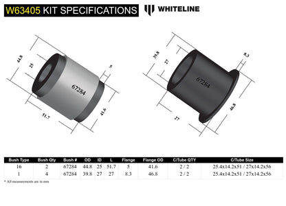 Whiteline Rear Control Arm Lower Rear - Bushing Kit to Suit Nissan Pathfinder R51 | W63405