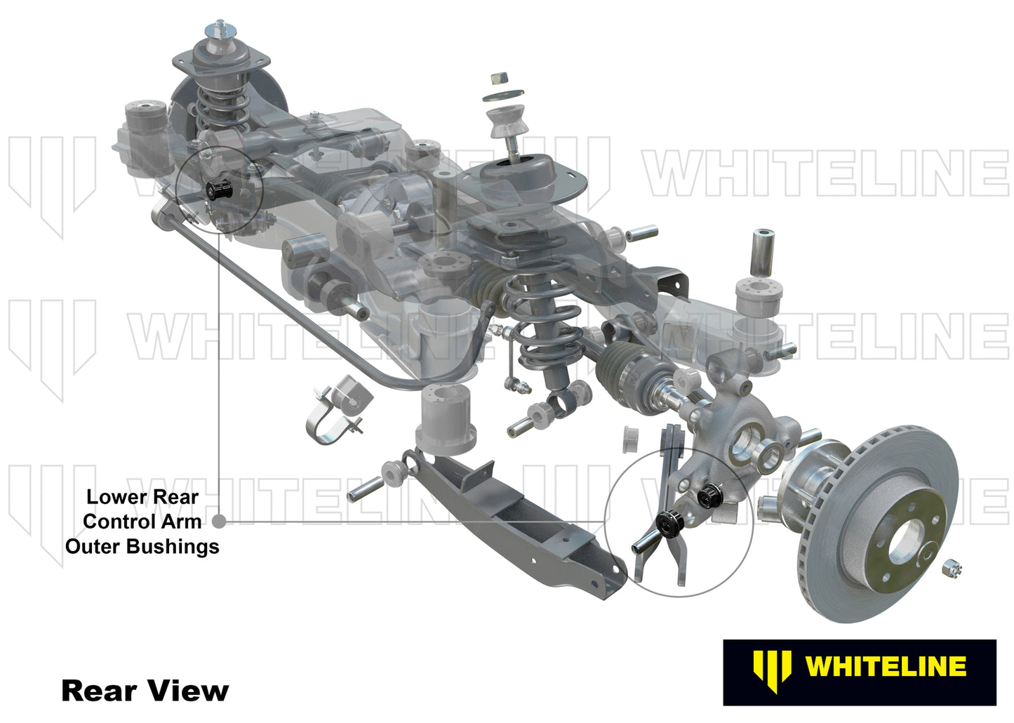 Whiteline Rear Control Arm Lower Rear - Outer Bushing Kit Double Offset to Suit Holden Commodore VE,
