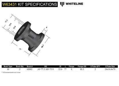 Whiteline Trailing Arm Lower - Bushing Kit to Suit Jeep Grand Cherokee WJ, WG | W63431
