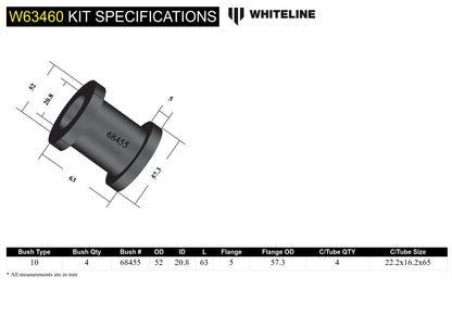 Whiteline Rear Trailing Arm - Bushing Kit to Suit Toyota 4Runner LN130 | W63460