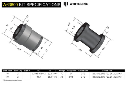 Whiteline Rear Control Arm Lower Rear - Bushing Kit to Suit Mazda CX-5 KE, KF and Mazda6 GJ,GL | W63