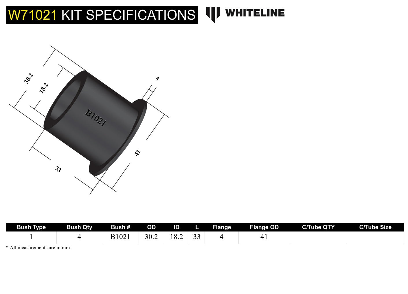 Whiteline Rear Leaf Spring - Bushing Kit to Suit Holden Colorado, Rodeo, Isuzu D-Max, LDV T60 and Ma