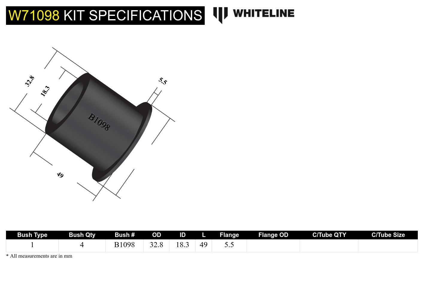 Whiteline Rear Leaf Spring - Shackle Bushing Kit to Suit Nissan Patrol MQ-MK | W71098