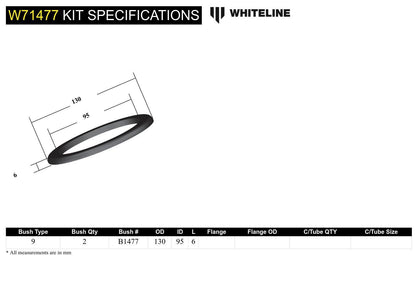 Whiteline Coil Spring Pad - Bushing Kit 6mm Ride Height to Suit Ford Falcon/Fairlane, Mustang Classi