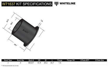 Whiteline Leaf Spring - Front and Rear Eye Bushing Kit to Suit Nissan Caball C340 | W71637