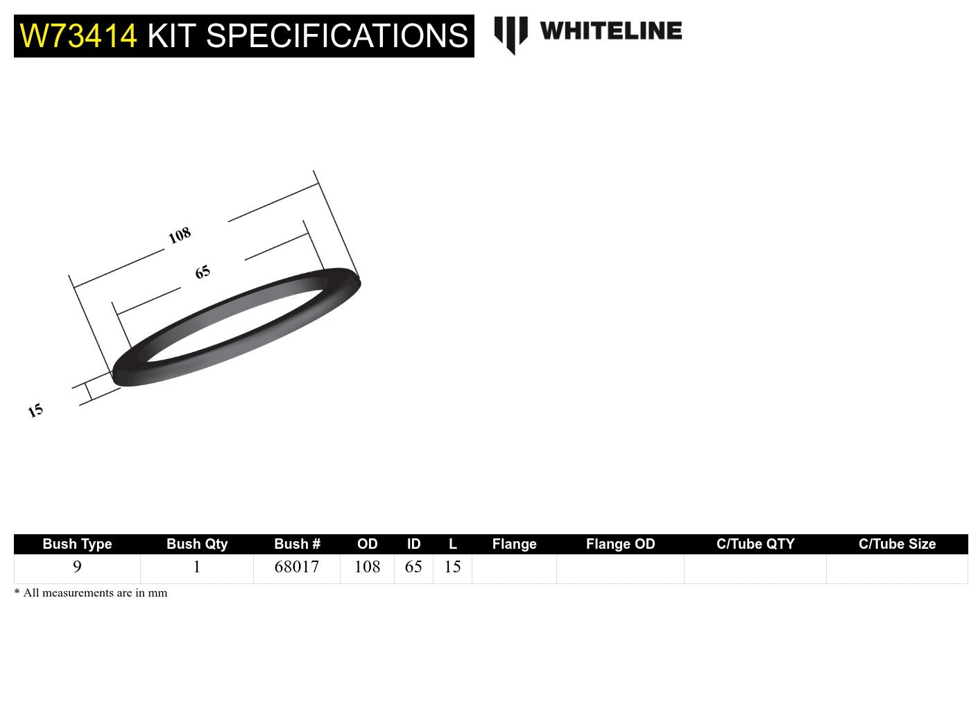 Whiteline Front Coil Spring Pad - Bushing it to Suit Jeep Cherokee XJ and Wrangler TJ, JK | W73414