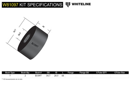 Whiteline Front Control Arm Lower - Inner Bushing Kit to Suit Chrysler Valiant | W81097
