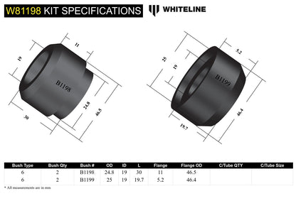Whiteline Front Strut Rod - To Chassis Bushing Kit to Suit Hyundai Excel, Mitsubishi Colt and Mirage