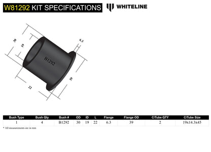 Whiteline Front Panhard Rod - Bushing Kit to Suit Land Rover Defender, Discovery and Range Rover Cla