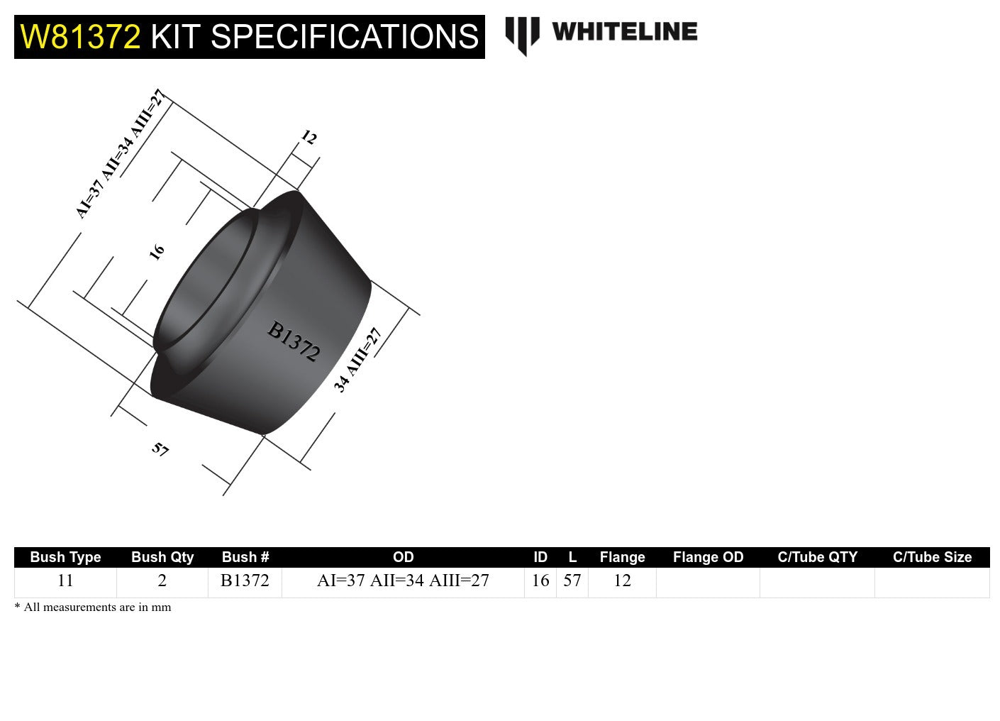 Whiteline Front Strut Rod - To Chassis Bushing Kit to Suit Chrysler Valiant | W81372