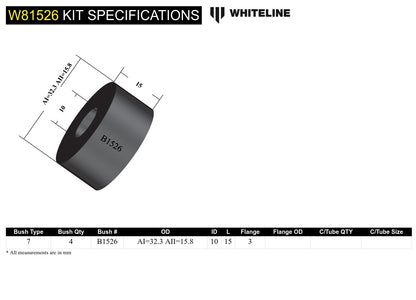 Whiteline Front Strut Rod - To Chassis Bushing Kit to Suit Morris Minor 1000 | W81526