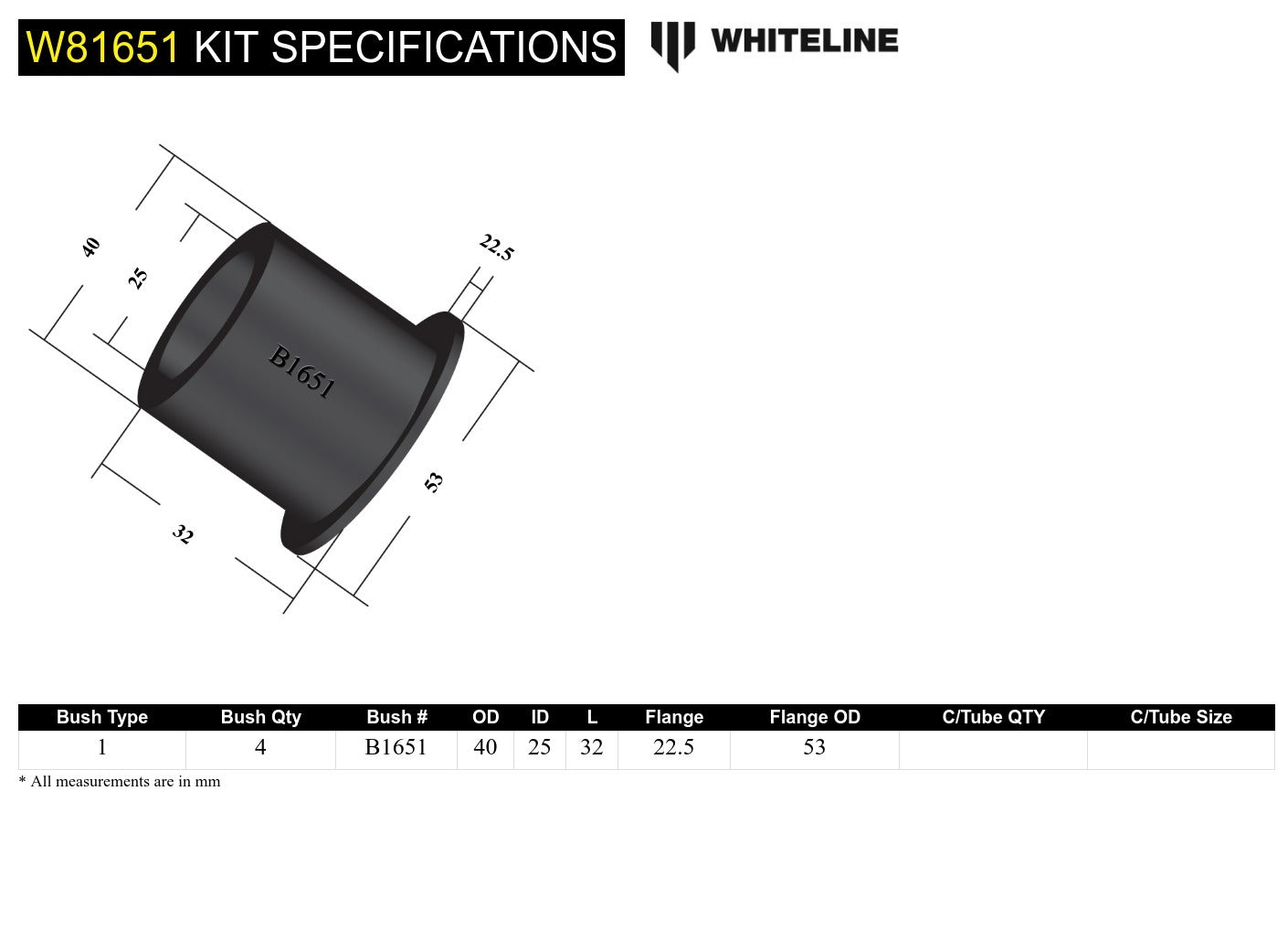 Whiteline Front Leading Arm - To Chassis Bushing Kit to Suit Land Rover Defender, Discovery and Rang