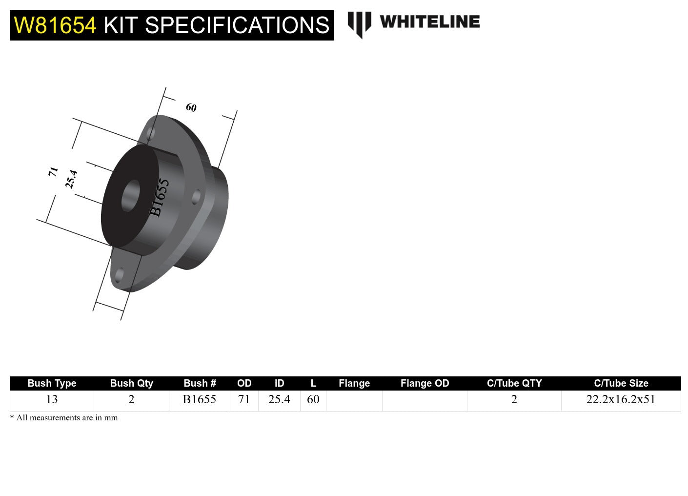 Whiteline Rear Trailing Arm Lower - Front Bushing Kit to Suit Land Rover 90, 110/127 Country and Ran