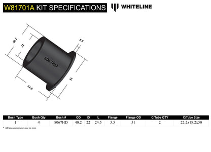 Whiteline Rear Panhard Rod - Bushing Kit to Suit Toyota Land Cruiser 80 and 105 Series | W81701A
