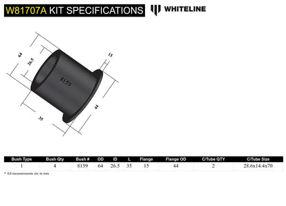 Whiteline Front Strut Rod - To Chassis Bushing Kit to Suit Nissan 180SX, 200SX, 300ZX and Skyline |