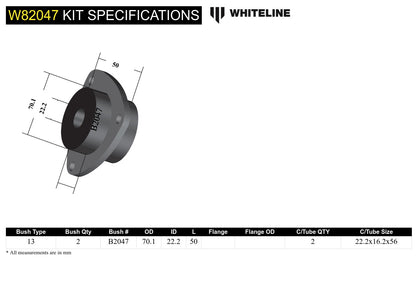 Whiteline Front Strut Rod - To Chassis Bushing Kit Offset to Suit Holden Commodore VT-VZ and HSV | W