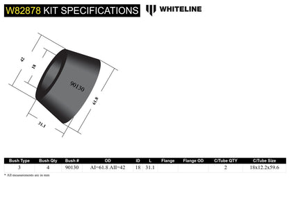 Whiteline Front Strut Rod - To Chassis Bushing Kit to Suit Honda Integra DA, DB | W82878
