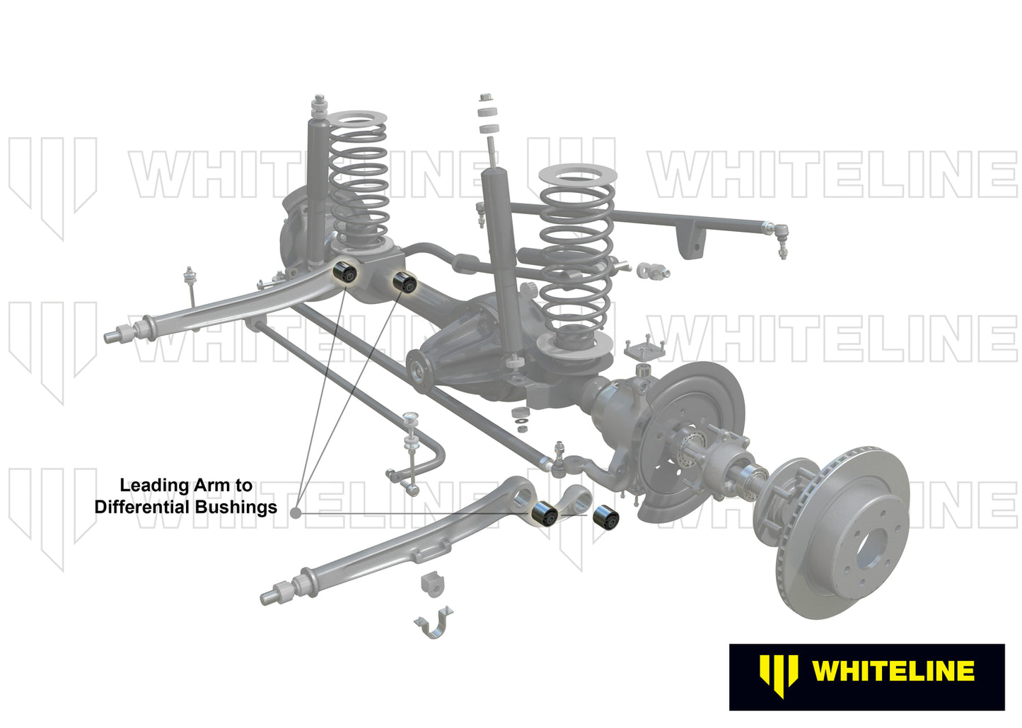 Whiteline Front Leading Arm - To Differential Bushing Kit Offset to Suit Land Rover Defender, Discov