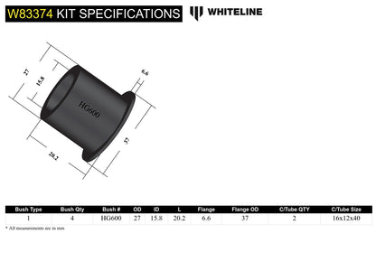 Whiteline Rear Panhard Rod - Bushing Kit to Suit Toyota Prado and 4Runner | W83374
