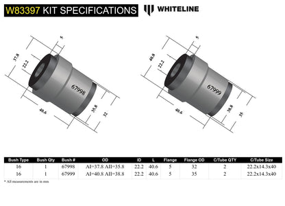 Whiteline Front Panhard Rod - Bushing Kit to Suit Jeep Wrangler JK | W83397