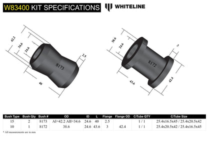Whiteline Rear Panhard Rod - Bushing Kit to Suit Toyota Land Cruiser 70 Series KZJ, PZJ | W83400