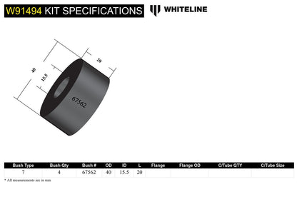 Whiteline Front Crossmember - To Chassis Bushing Kit to Suit Holden HK, HT, HG | W91494